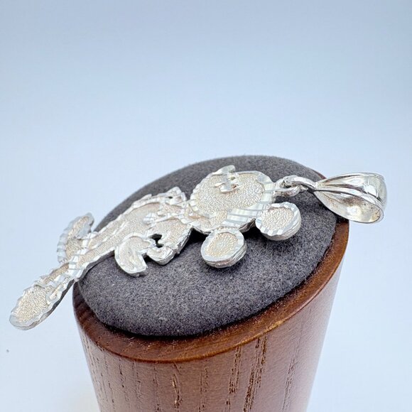 VTG Sterling Silver 925 Textured Mickey Mouse Pendant Size 2.25" Length - Picture 3 of 9